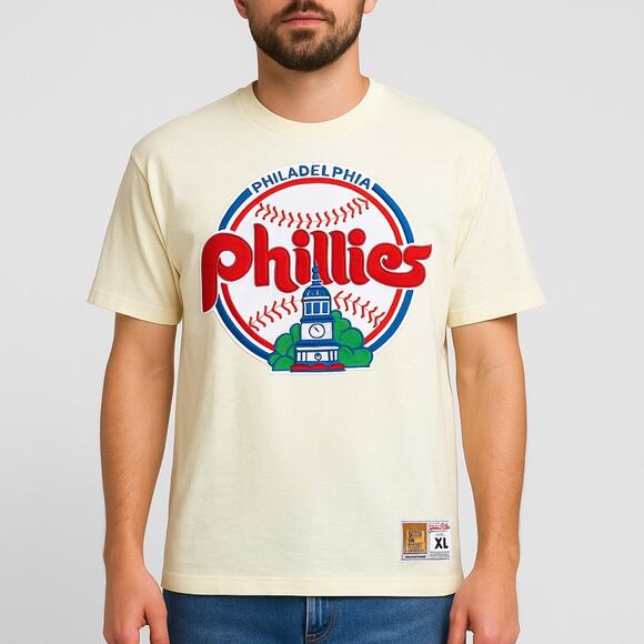 Mitchell & Ness Philadelphia Phillies Cooperstown Vintage Logo Slub Tee XL - Picture 1 of 9